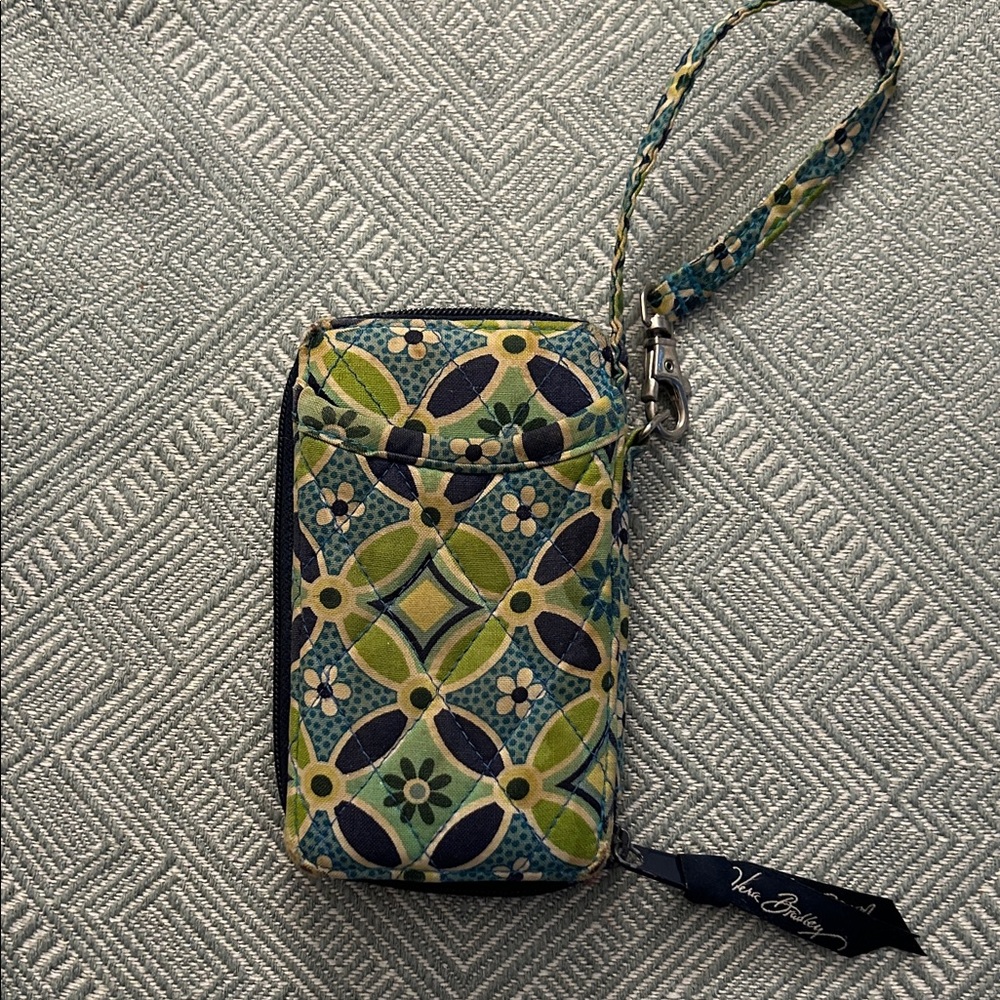 Vera Bradley Green and Blue Patterned Wristlet
